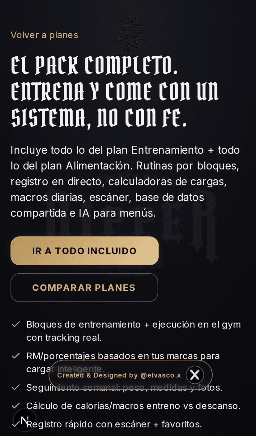 Vista principal real del plan Plan Todo incluido en móvil